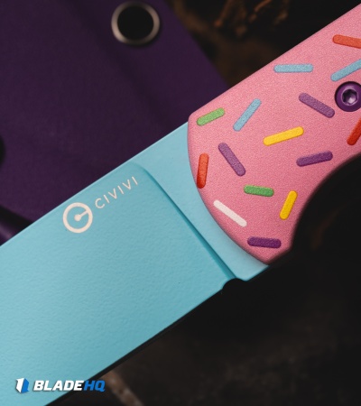 CIVIVI Jencks Dessert Warrior Fixed Blade Knife Pink G-10 (3.5" Blue)